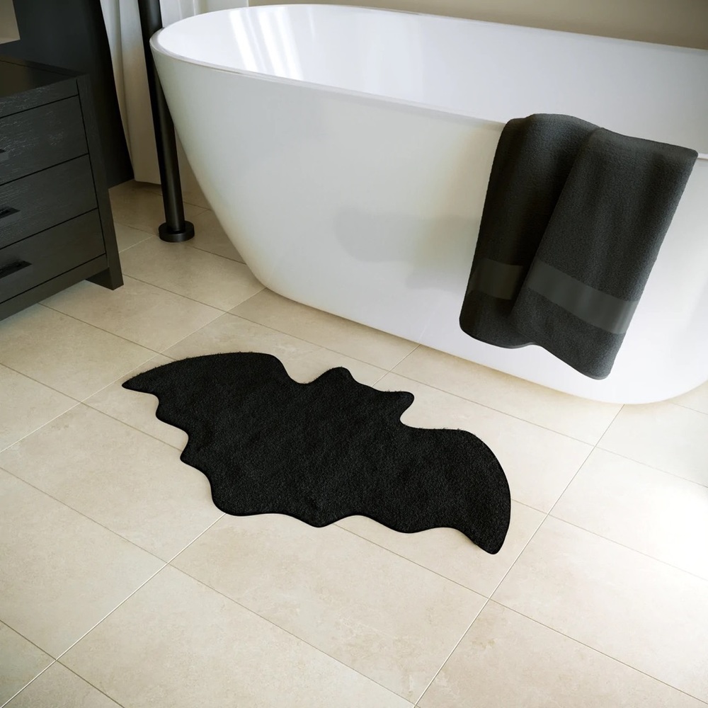 Bat Rug Bathroom Mat Halloween Decor Witchy Dark Gothic Goth Style Wedne…